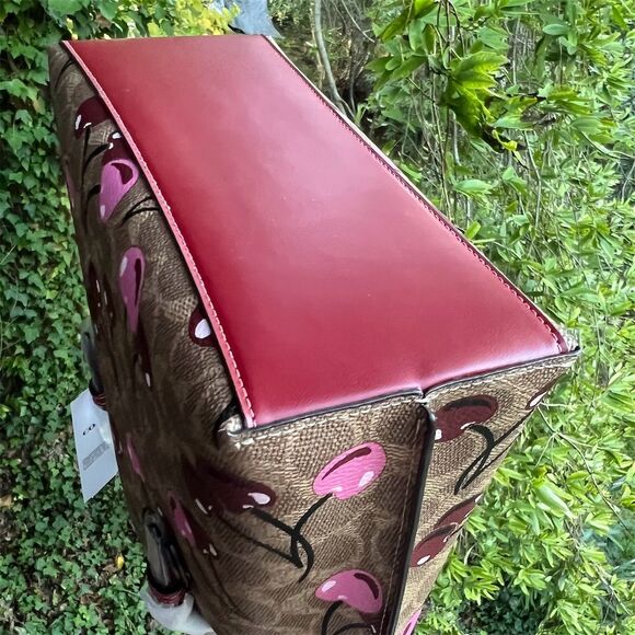 COACH Mollie Tote Bag 25 Cherry Print Signature Canvas Multicolor CZ772 NWT - Picture 5 of 8